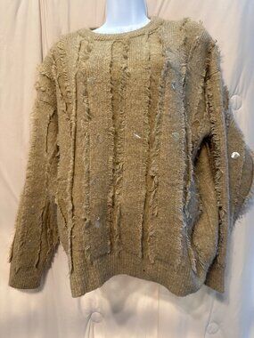 NEPA Distressed Pullover Sweater Sequins Shredded Seams XL